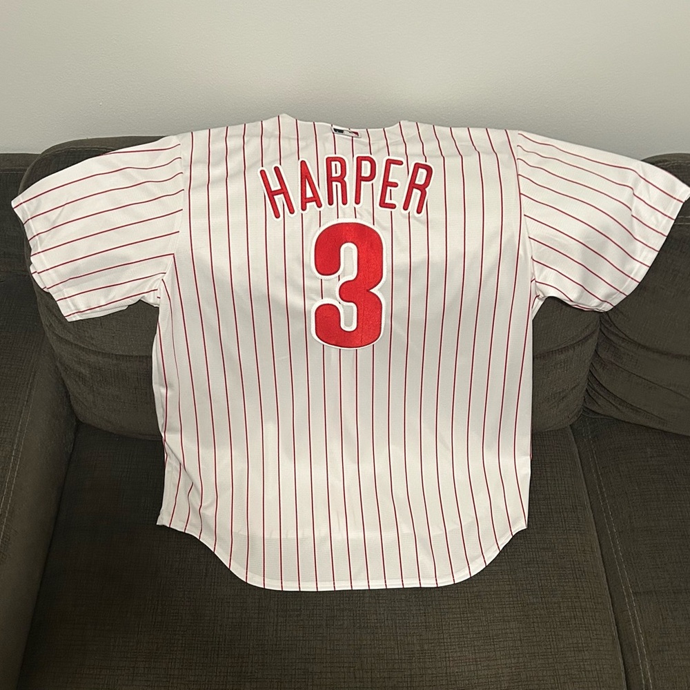 Nike Authentic Philadelphia Phillies Bryce Harper Baseball Jersey Men’s Sz: XL - Picture 8 of 9